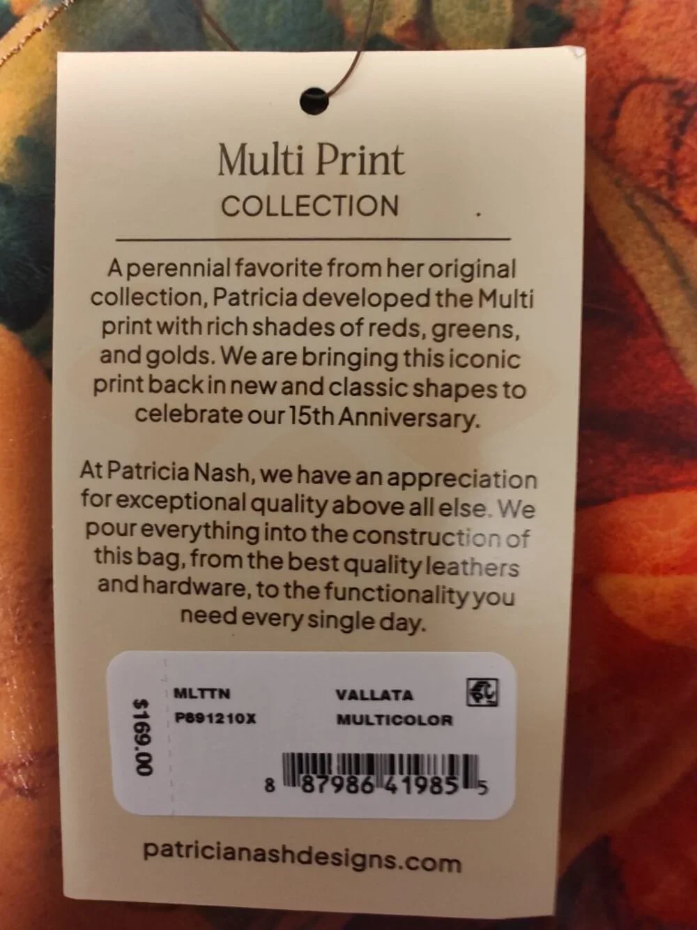 NWT! Patricia Nash Leather Vallata Crossbody Purse in Multi Print Pattern
